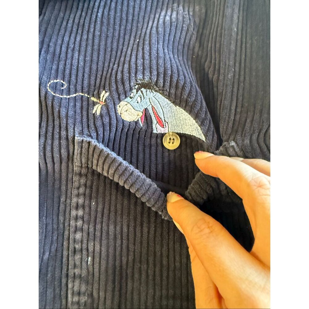 VTG Y2K Disney Winnie the Pooh embroidered cotton corduroy button-up shirt M - Picture 4 of 7